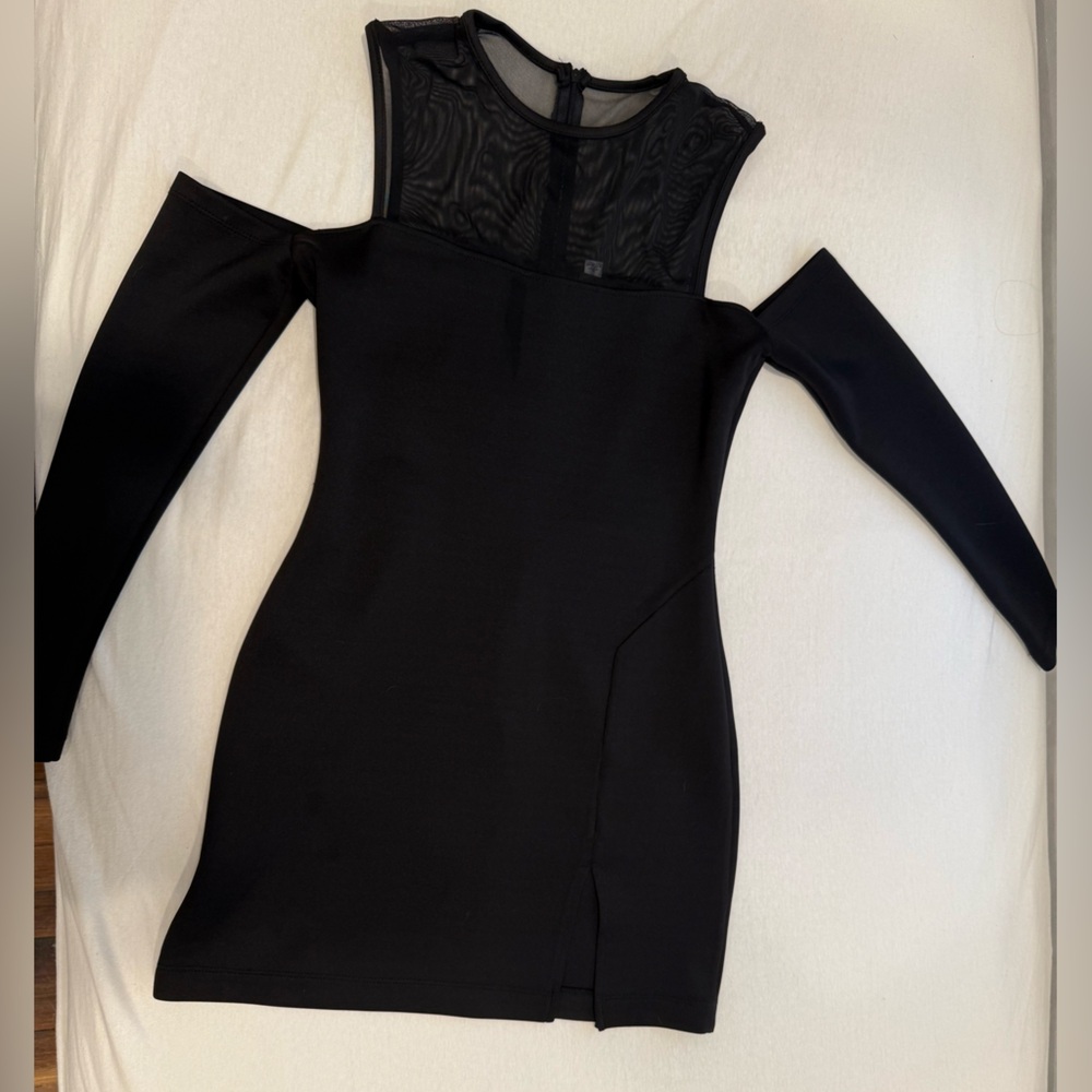Elegant Black Cut Out Shoulder Dress